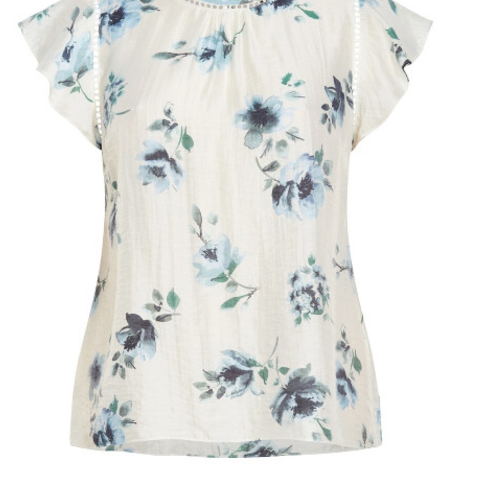 NWT Blue Floral Print Top - Picture 4 of 6